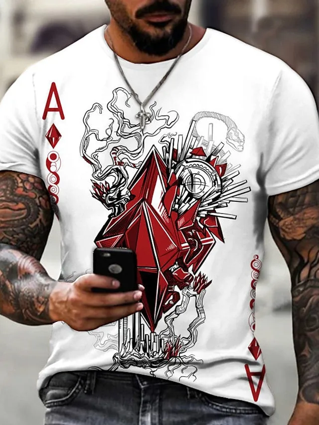 3D Skull Print Men's Graphic Tee with Vertigo Design