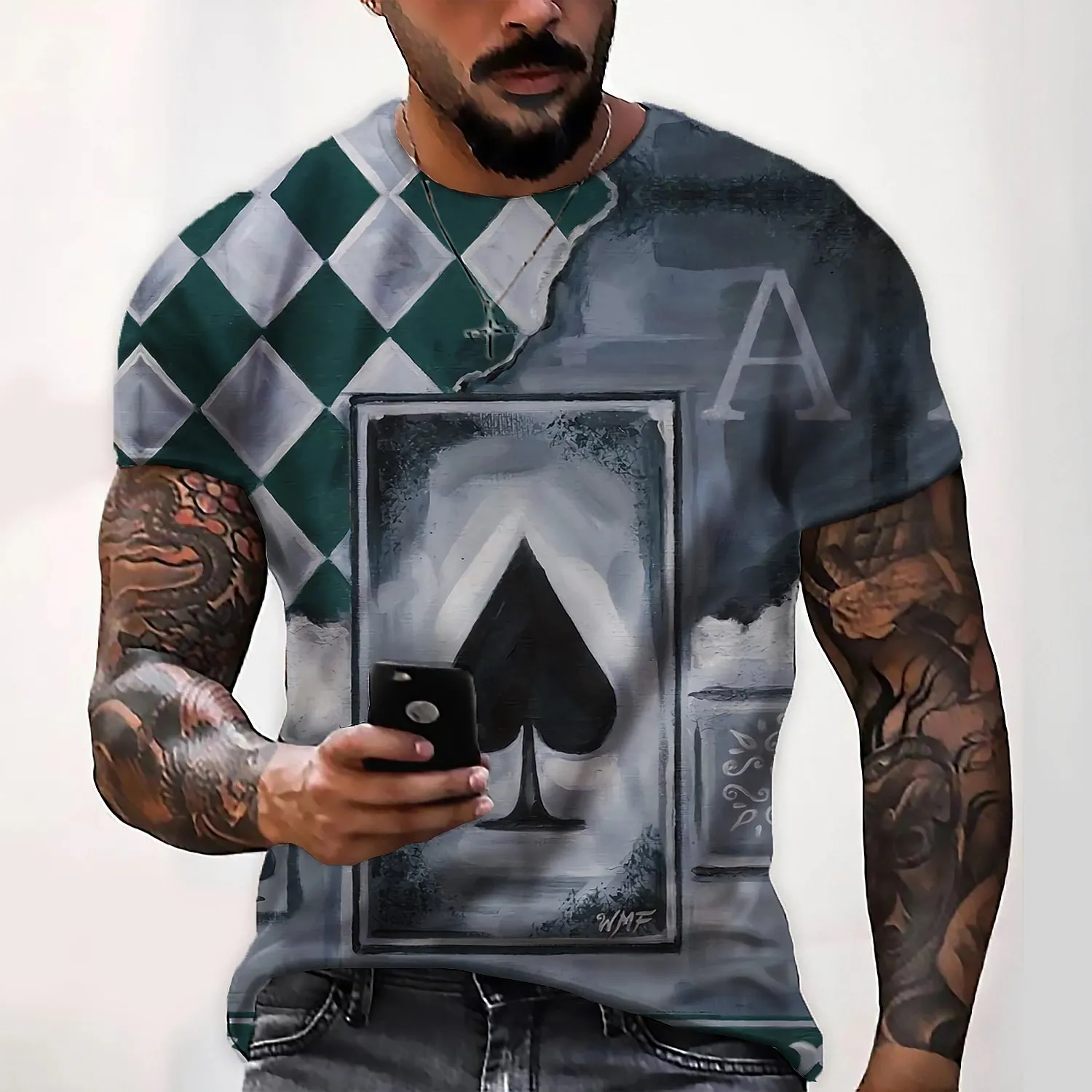 3D Skull Print Men's Graphic Tee with Vertigo Design