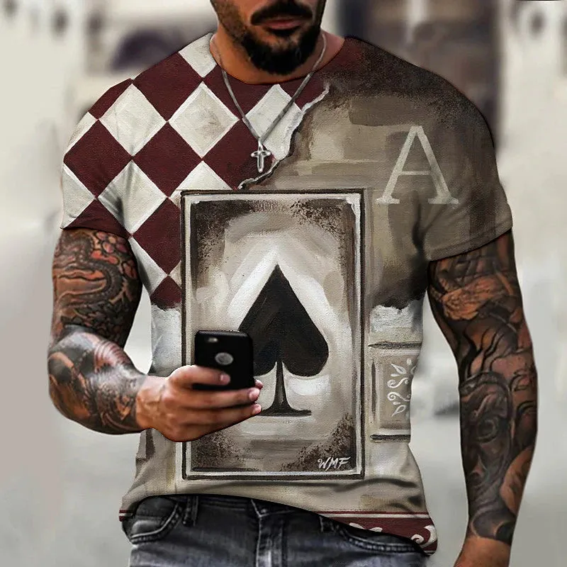 3D Skull Print Men's Graphic Tee with Vertigo Design