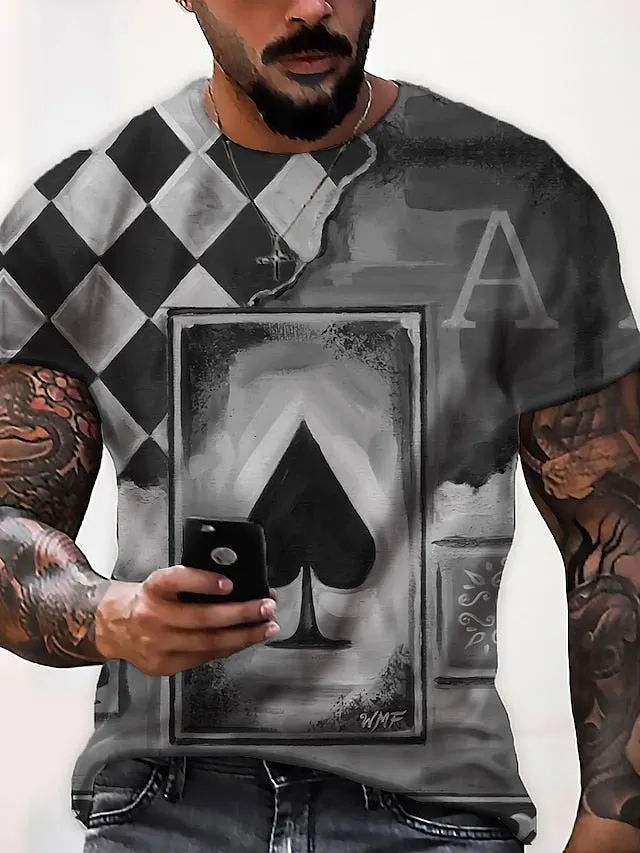 3D Skull Print Men's Graphic Tee with Vertigo Design