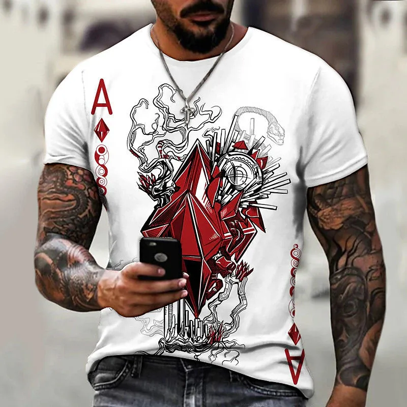 3D Skull Print Men's Graphic Tee with Vertigo Design