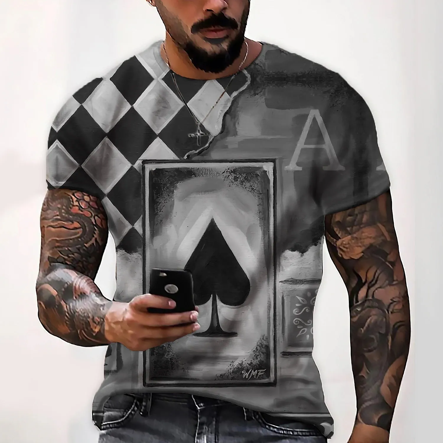 3D Skull Print Men's Graphic Tee with Vertigo Design
