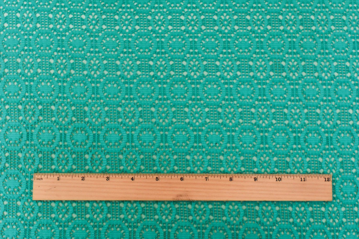Beach Teal Medallion Stretch Poly Crochet Knit Fabric