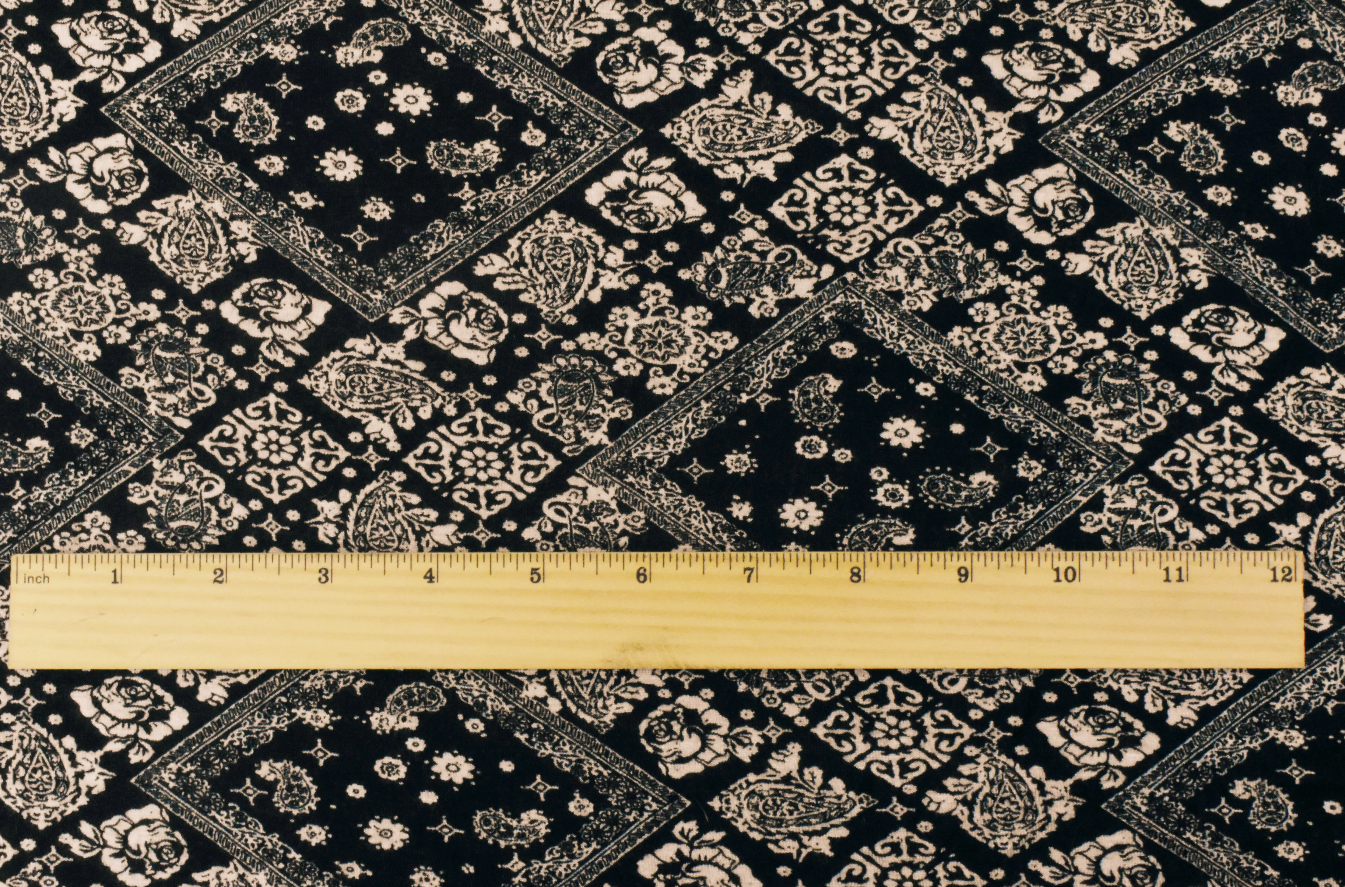 Beige-Black Multi Pattern Printed Stretch Rayon Spandex Brushed Jersey Knit Fabric
