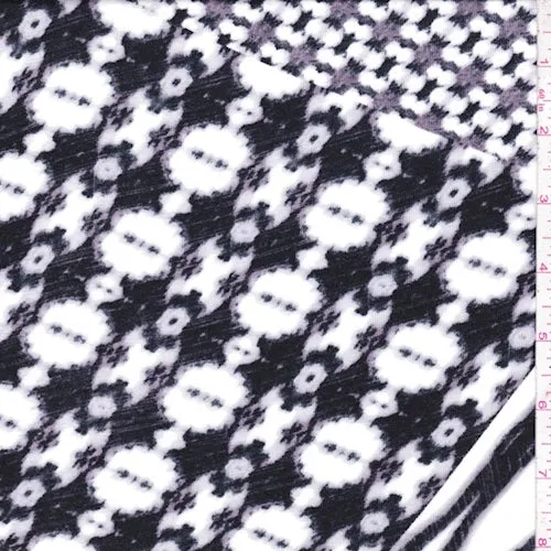 Black/Grey/White Deco Patch Rayon Jersey Knit Fabric
