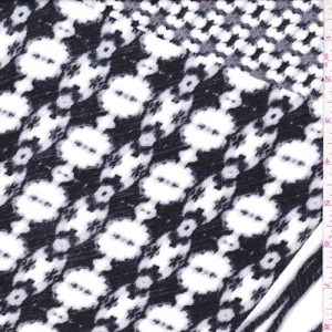Black/Grey/White Deco Patch Rayon Jersey Knit Fabric