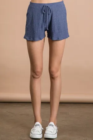 Blue Textured Soft Shorts