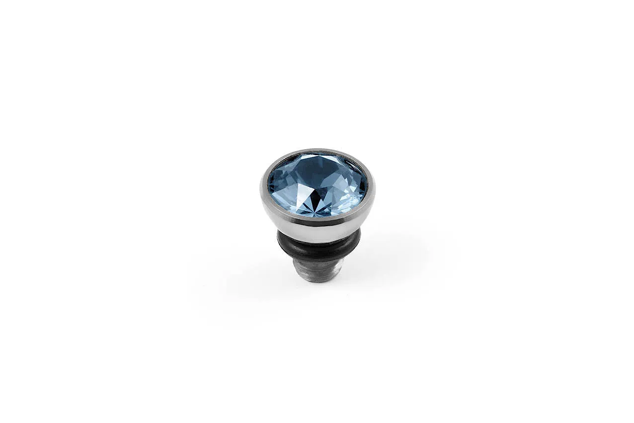Bottone 5mm Light Sapphire Top Silver
