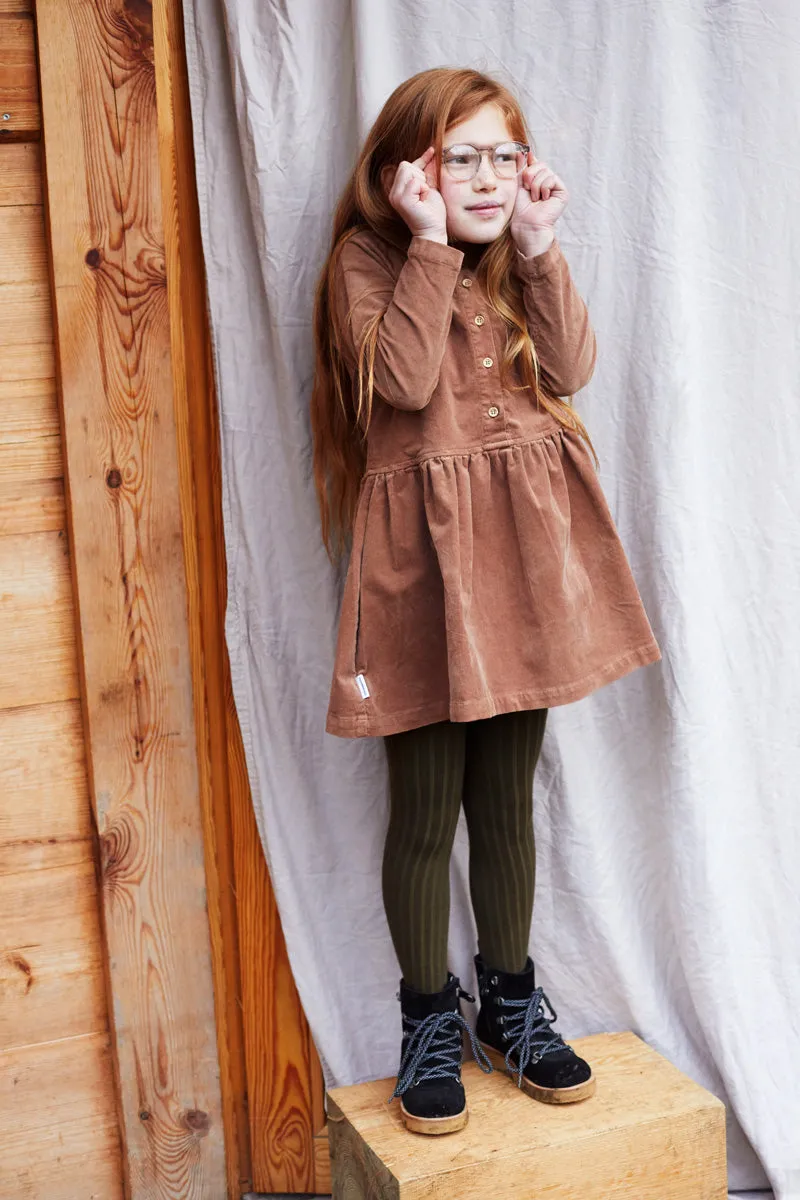 Button Dress Caramel