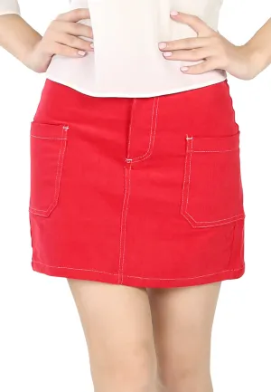 Chic Styled Red Mini Skirt