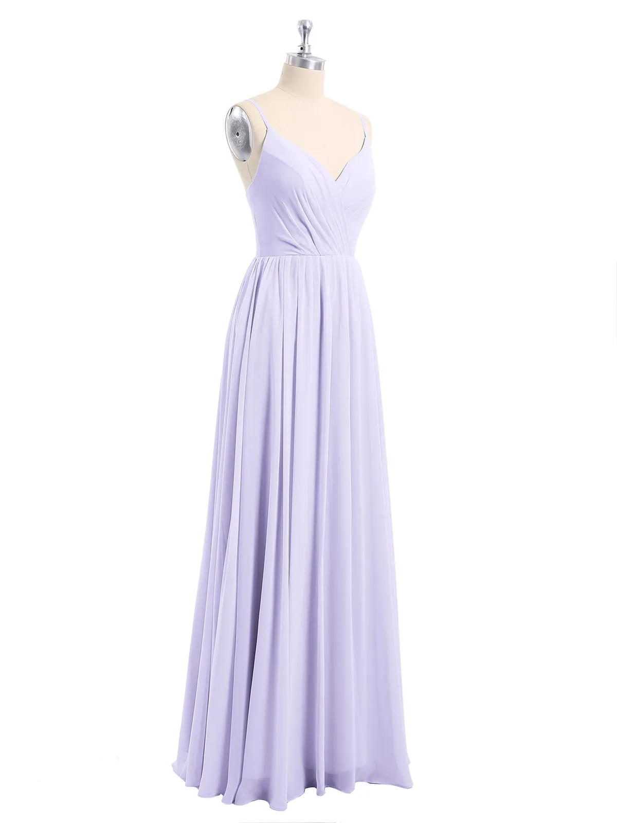 Chiffon Bridesmaid Dresses with Spaghetti Straps-Lilac Plus Size