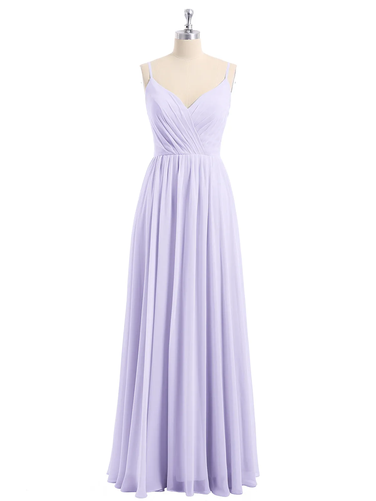 Chiffon Bridesmaid Dresses with Spaghetti Straps-Lilac Plus Size