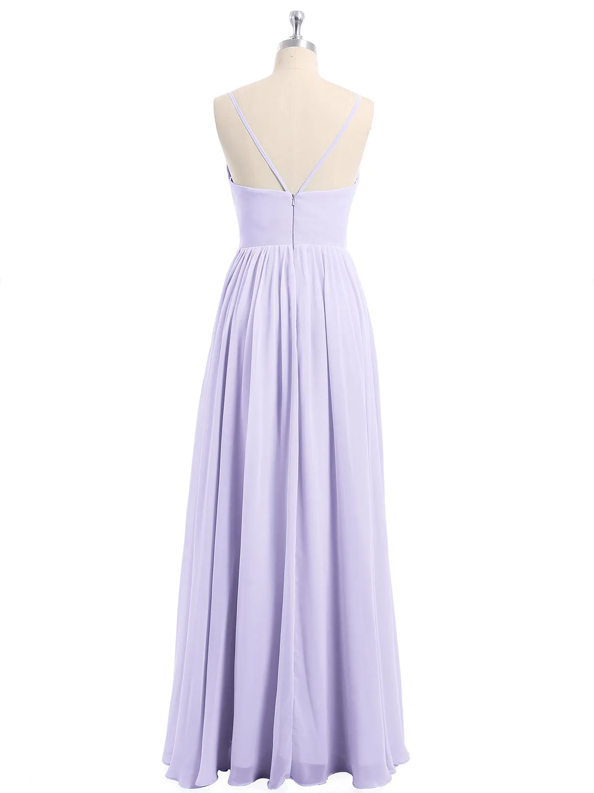 Chiffon Bridesmaid Dresses with Spaghetti Straps-Lilac Plus Size