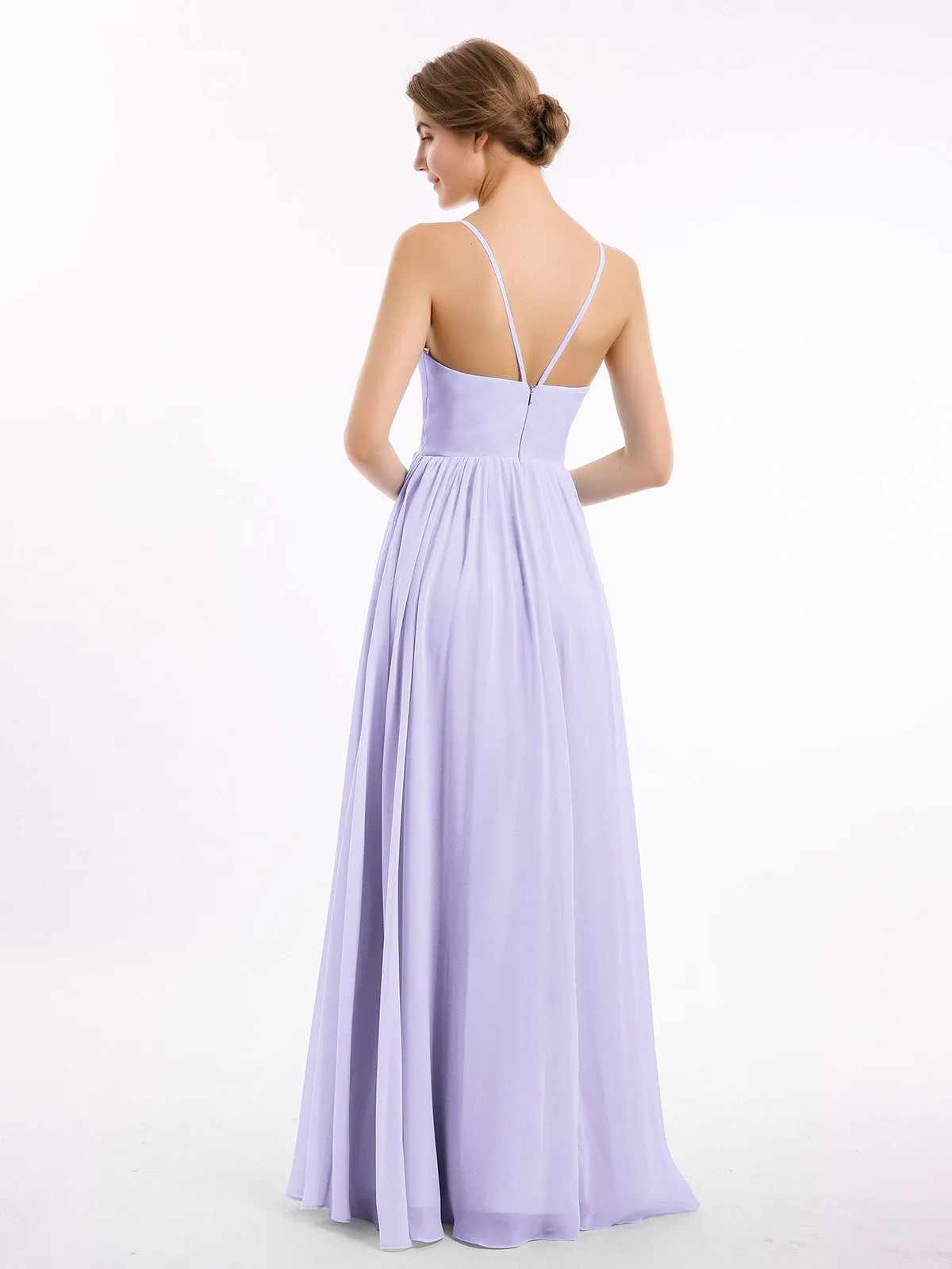 Chiffon Bridesmaid Dresses with Spaghetti Straps-Lilac Plus Size