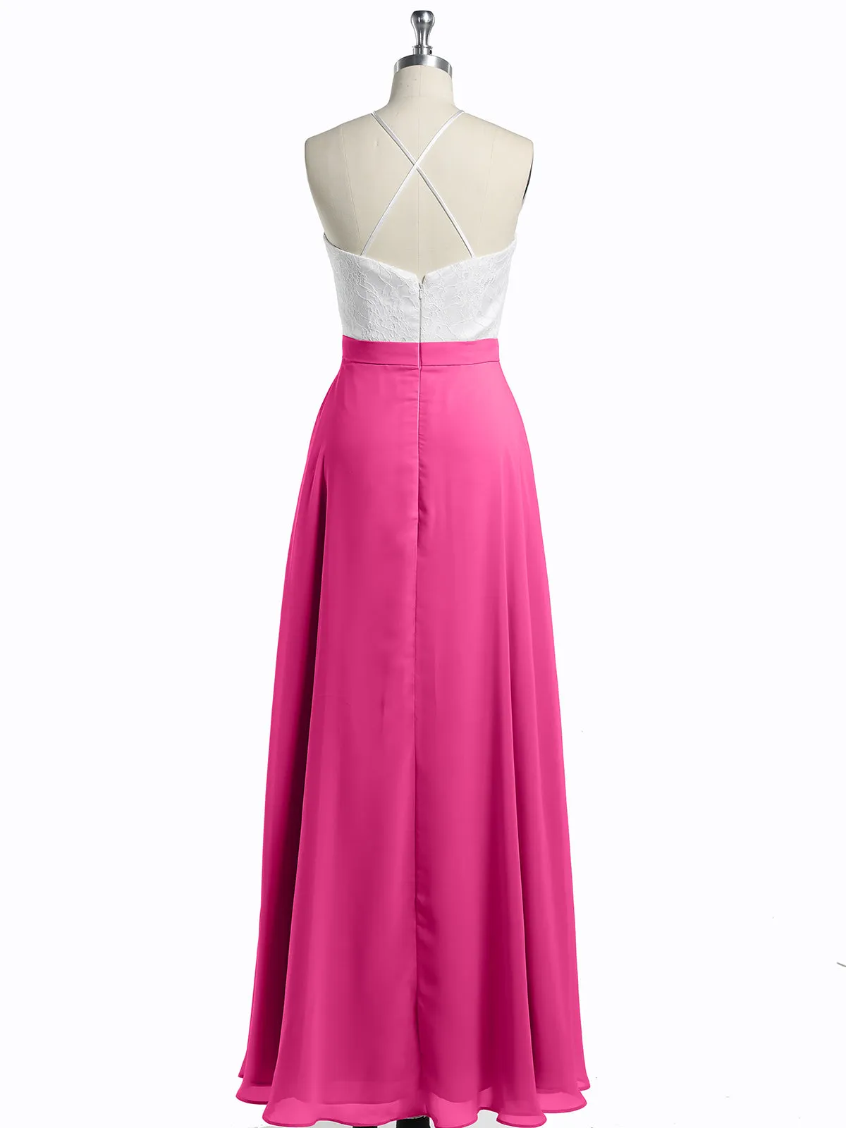 Chiffon Long Dresses with Ivory Lace Bodice-Azalea