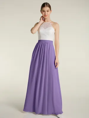Chiffon Long Dresses with Ivory Lace Bodice-Tahiti Plus Size