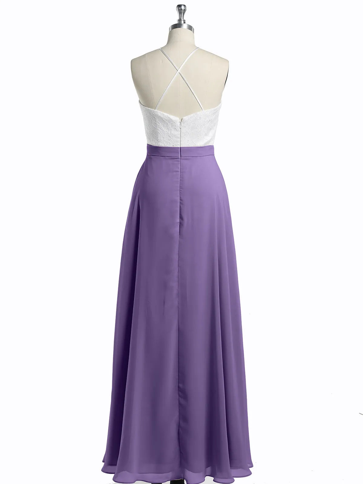 Chiffon Long Dresses with Ivory Lace Bodice-Tahiti Plus Size
