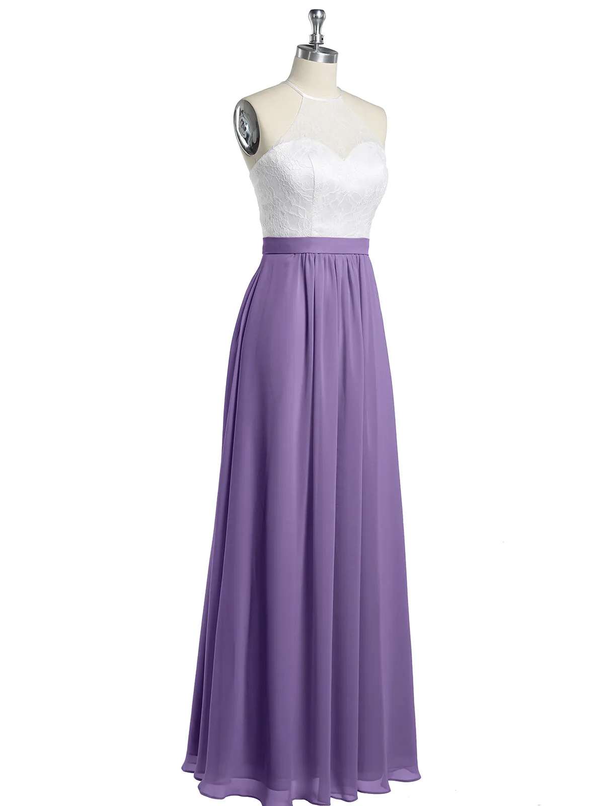 Chiffon Long Dresses with Ivory Lace Bodice-Tahiti Plus Size