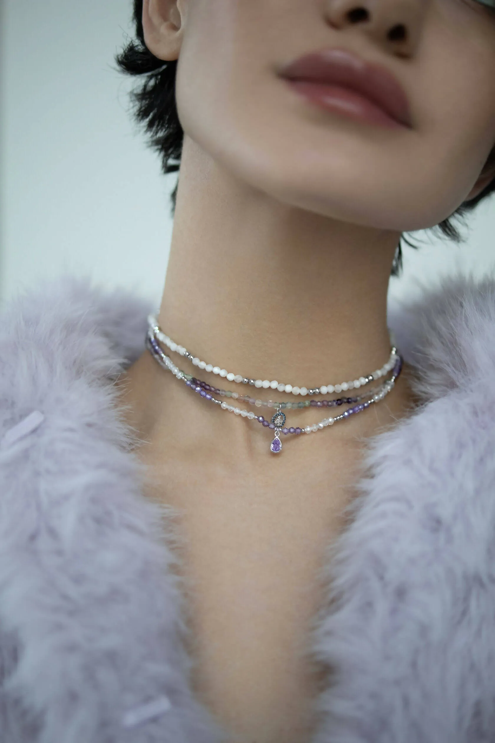 Choker Hippie made of fluorite