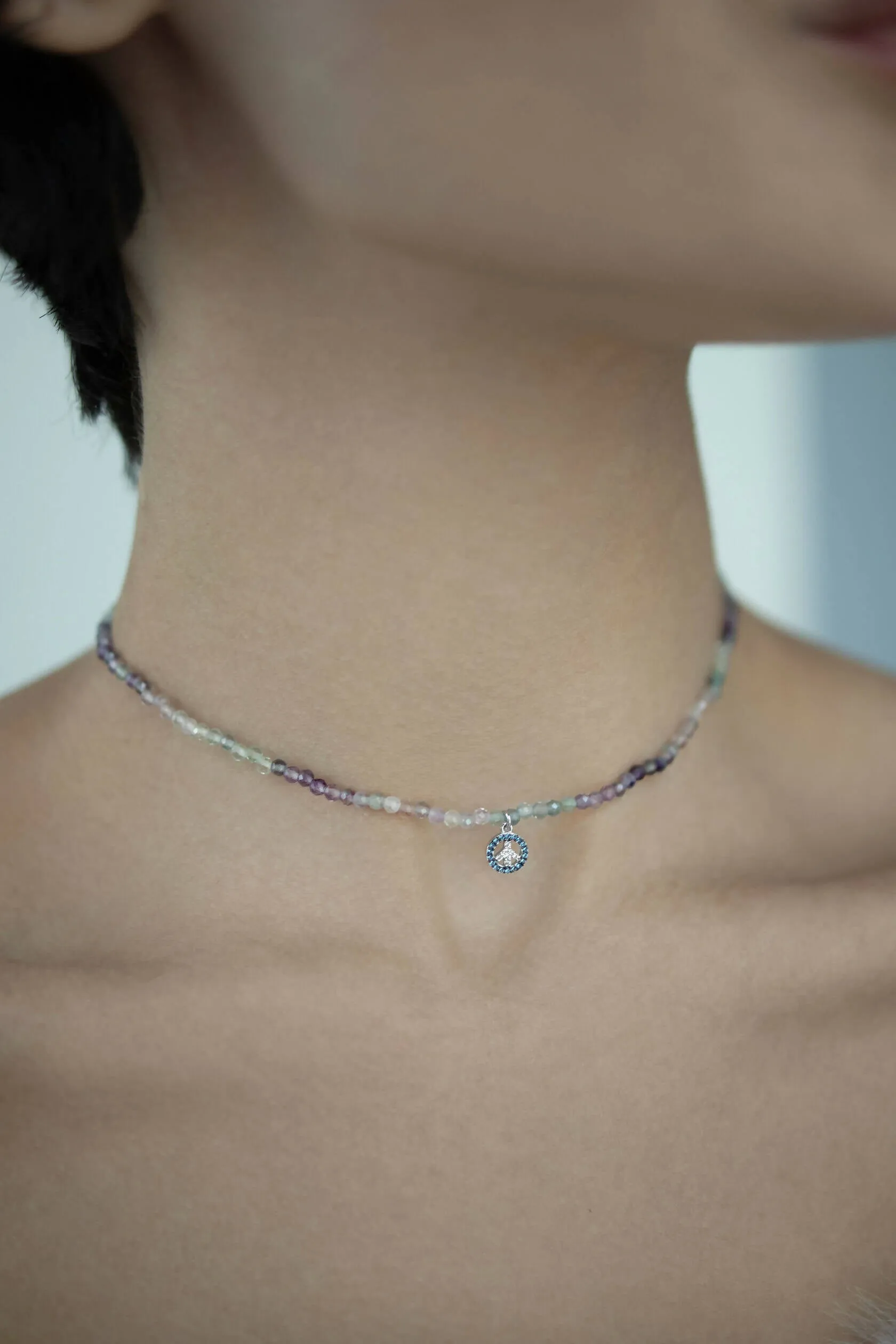 Choker Hippie made of fluorite