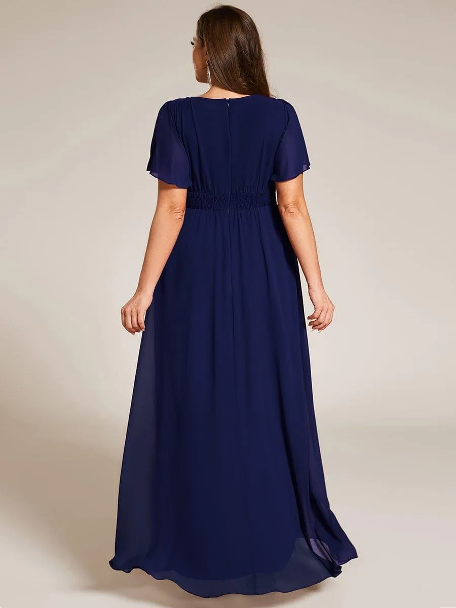 Claire | Elegant Round Neckline Short Sleeve A-Line Chiffon Bridesmaid Dress