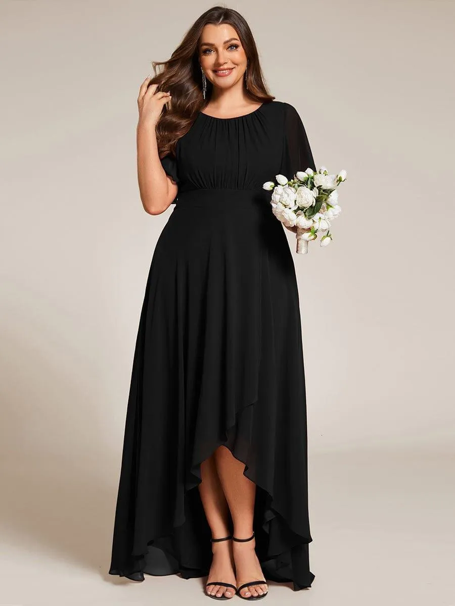 Claire | Elegant Round Neckline Short Sleeve A-Line Chiffon Bridesmaid Dress