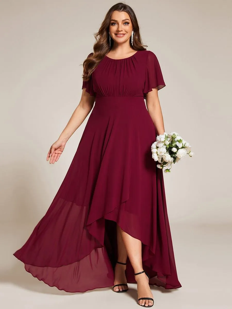 Claire | Elegant Round Neckline Short Sleeve A-Line Chiffon Bridesmaid Dress