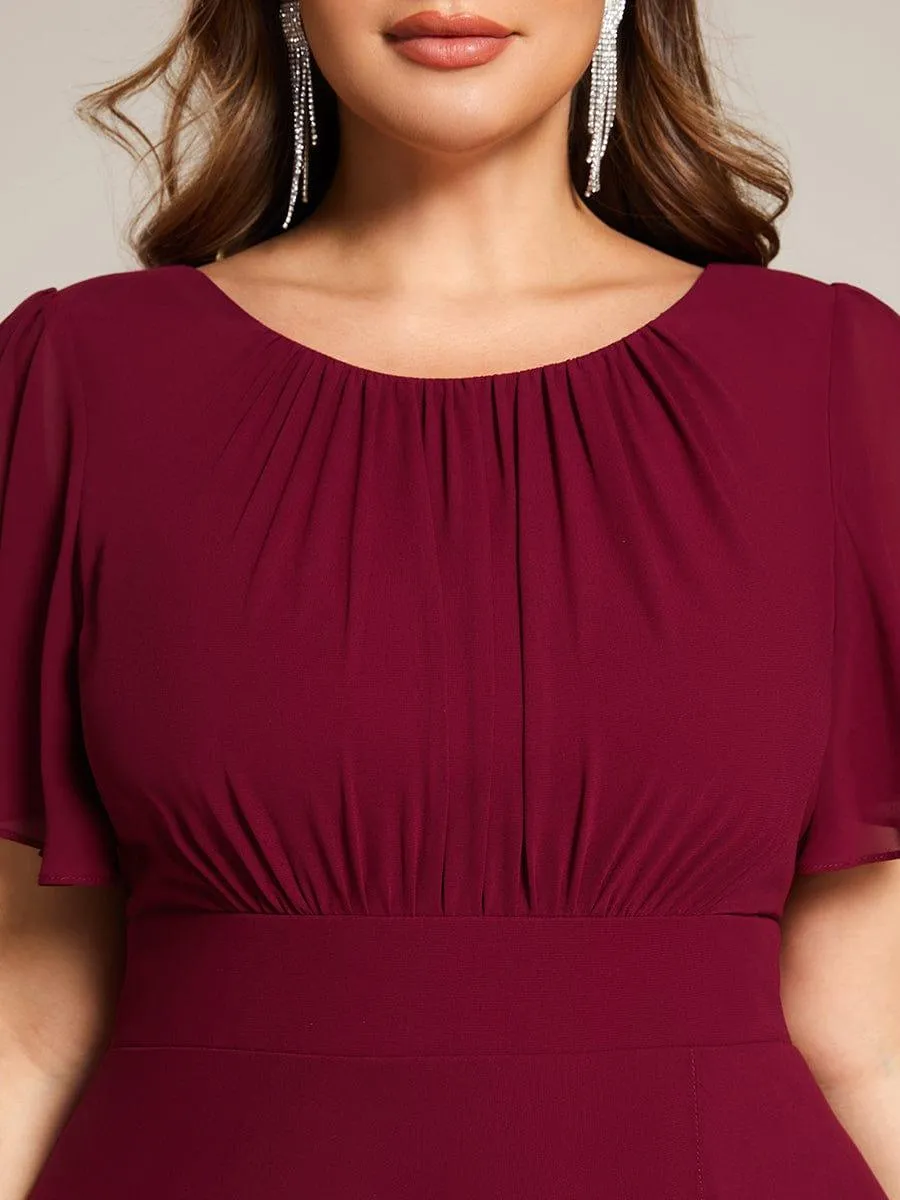 Claire | Elegant Round Neckline Short Sleeve A-Line Chiffon Bridesmaid Dress