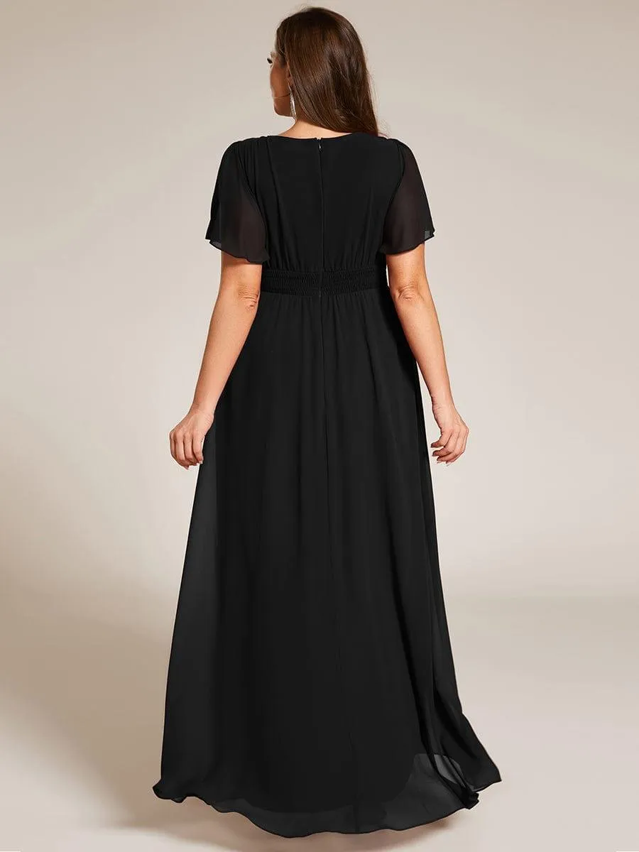 Claire | Elegant Round Neckline Short Sleeve A-Line Chiffon Bridesmaid Dress