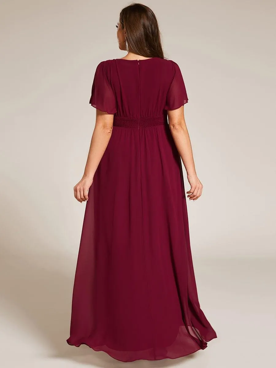 Claire | Elegant Round Neckline Short Sleeve A-Line Chiffon Bridesmaid Dress