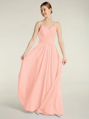Cross Pleated Bodice Spaghetti Strap Dresses Coral Plus Size