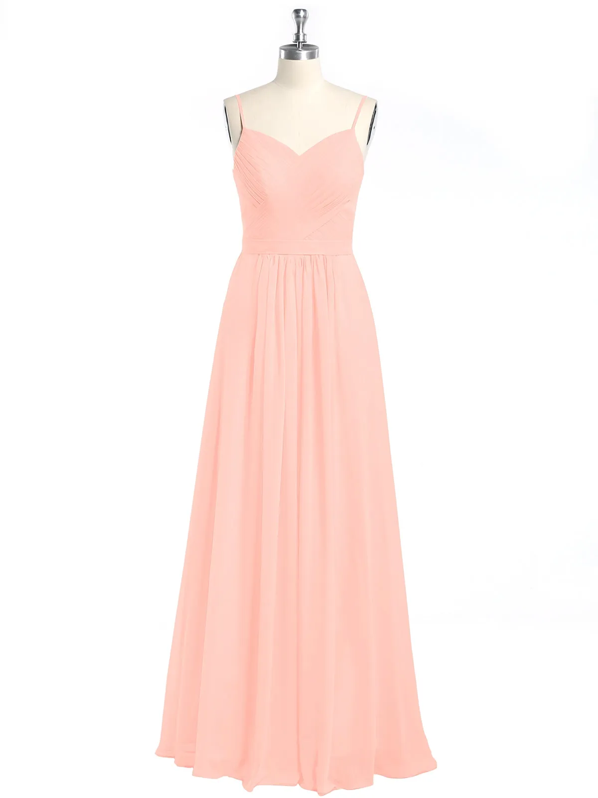 Cross Pleated Bodice Spaghetti Strap Dresses Coral Plus Size