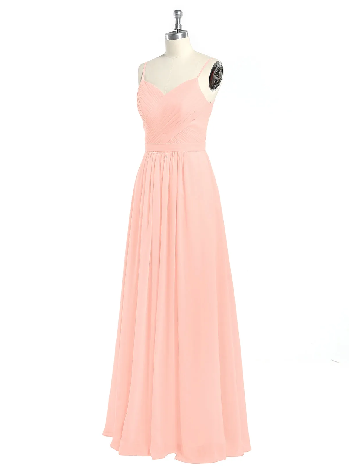 Cross Pleated Bodice Spaghetti Strap Dresses Coral Plus Size