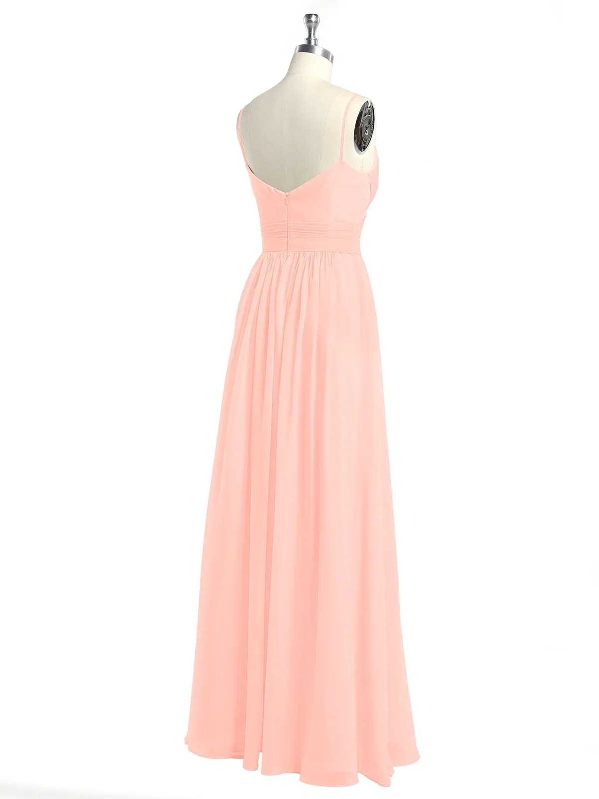 Cross Pleated Bodice Spaghetti Strap Dresses Coral Plus Size