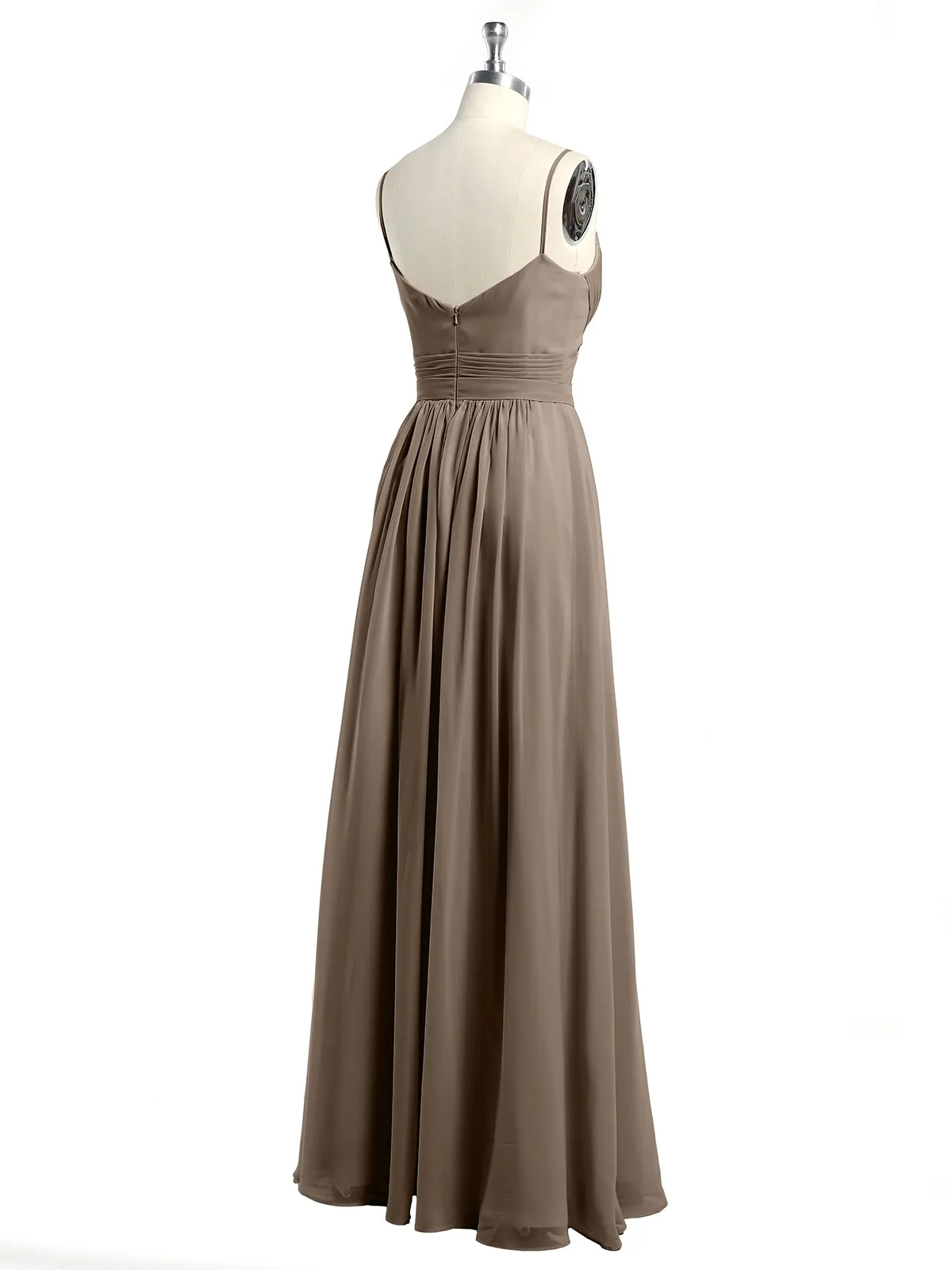 Cross Pleated Bodice Spaghetti Strap Dresses Taupe Plus Size