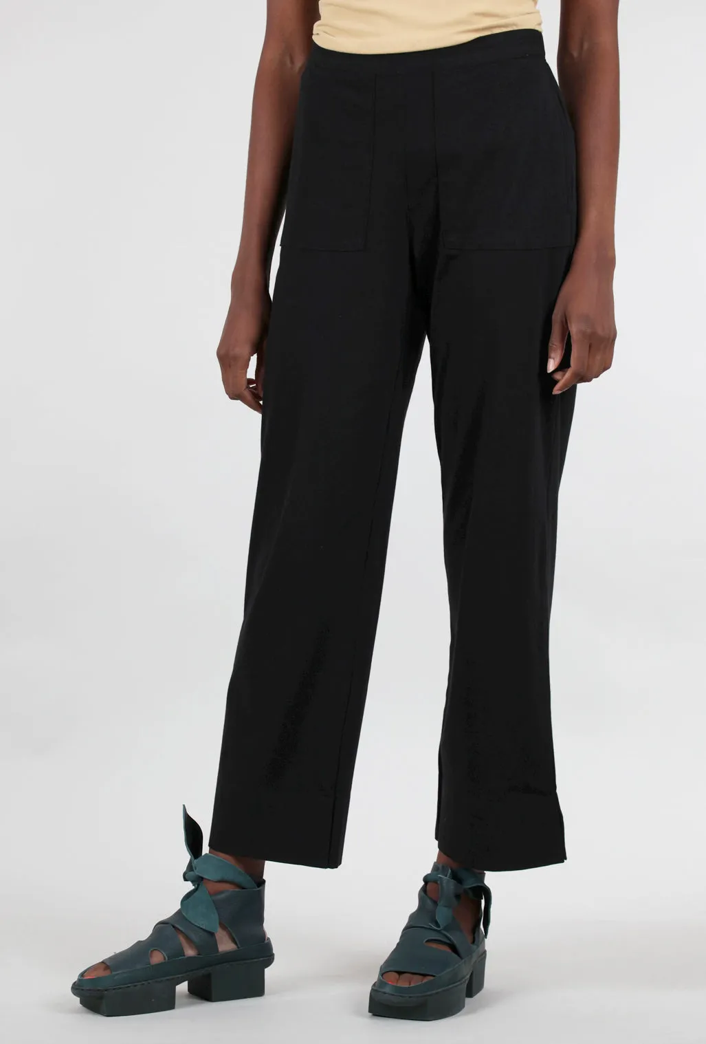 Deep-Hem Ankle Pant, Black