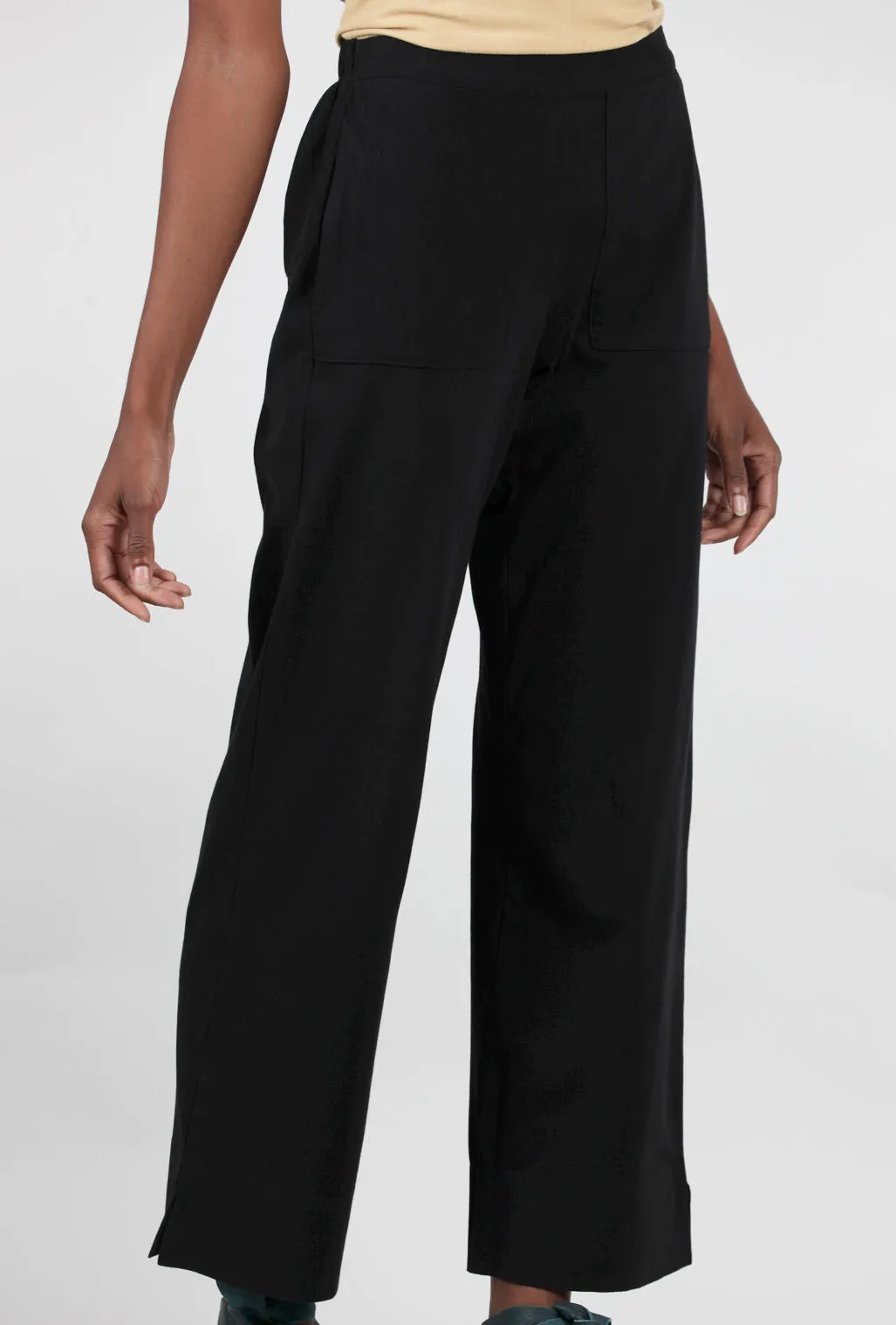 Deep-Hem Ankle Pant, Black