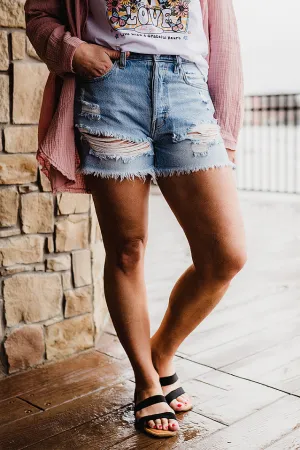 Distressed Denim Shorts