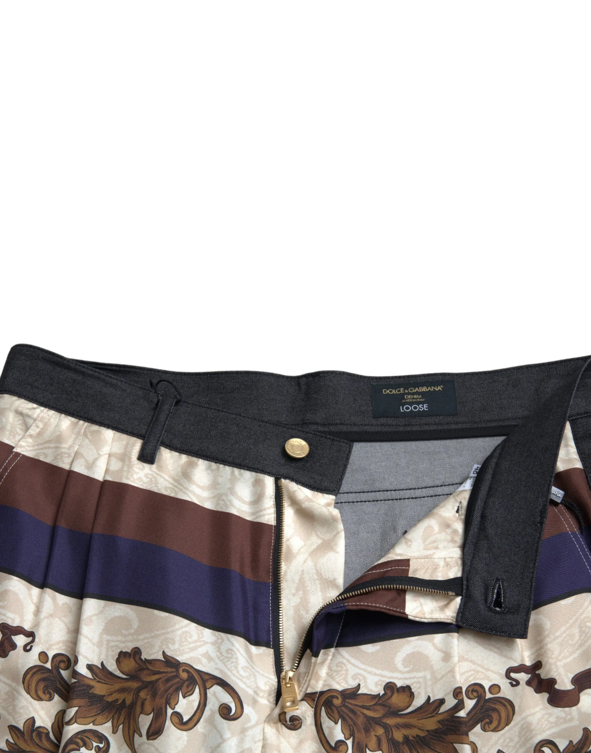 Dolce & Gabbana Elegant Silk Skinny Pants with Heraldic Print