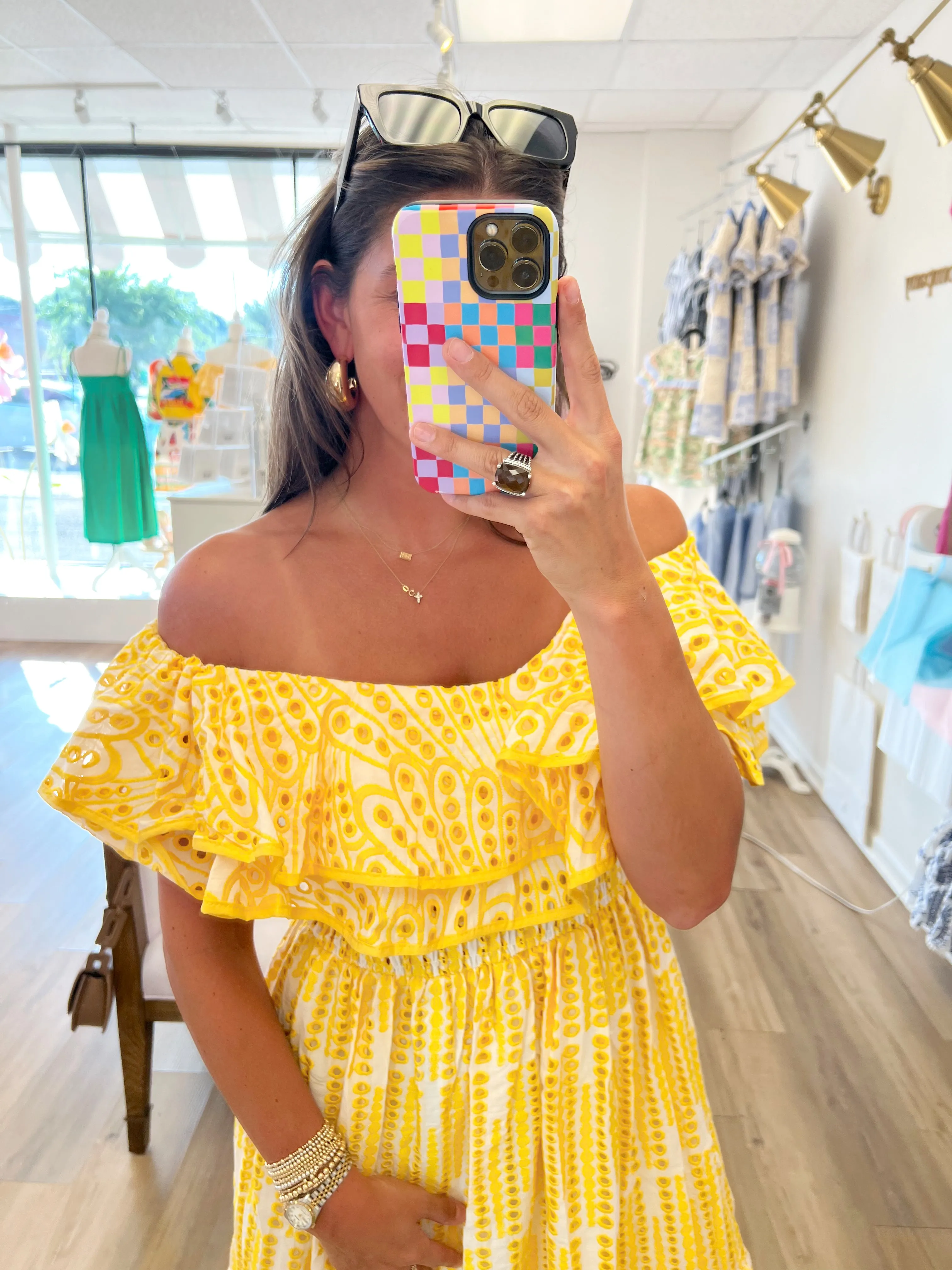 Double Down Eyelet Maxi Dress
