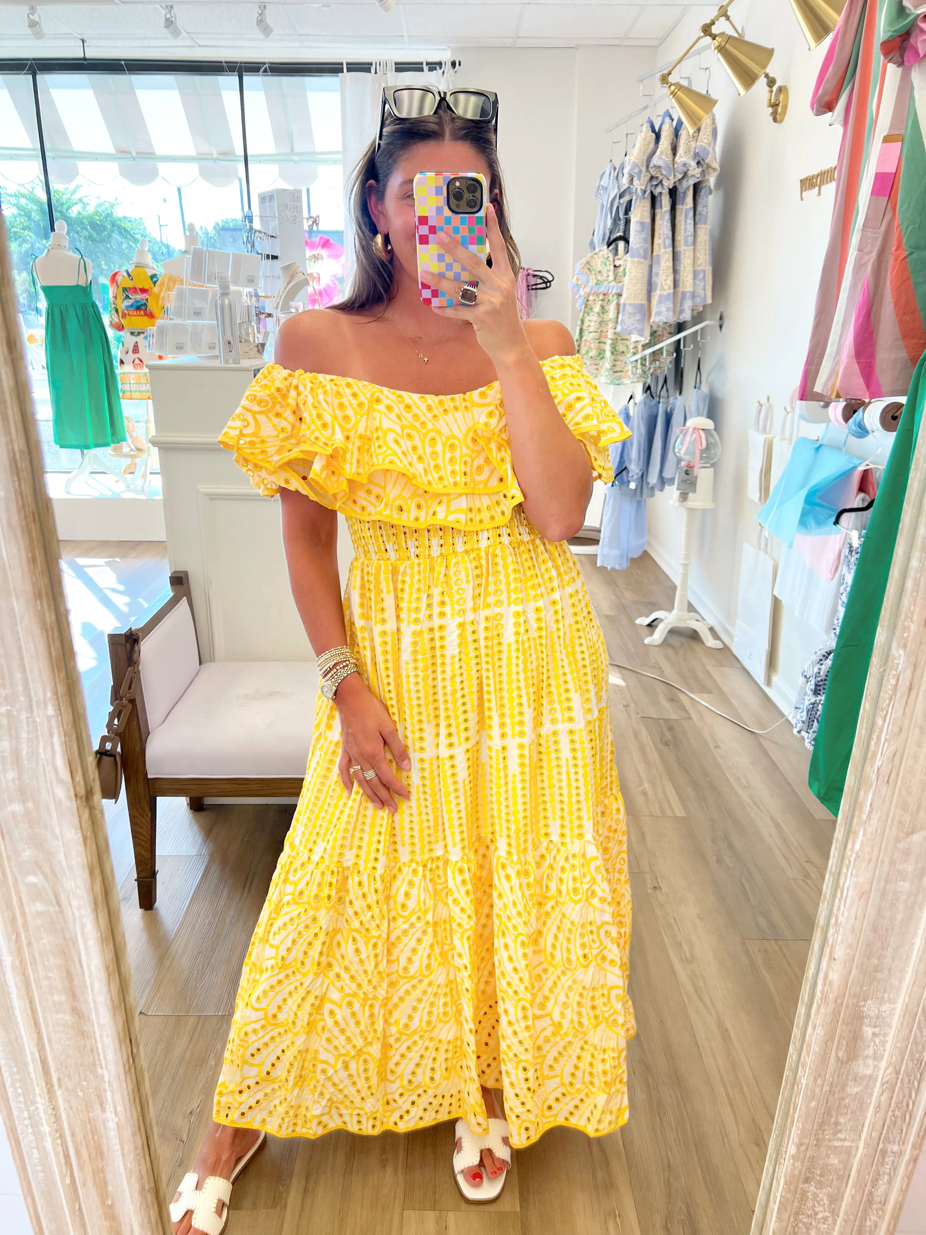 Double Down Eyelet Maxi Dress