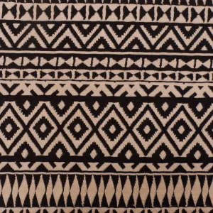 Dusty Beige-Black Aztec Jacquard Stretch Polyester Double Knit Fabric