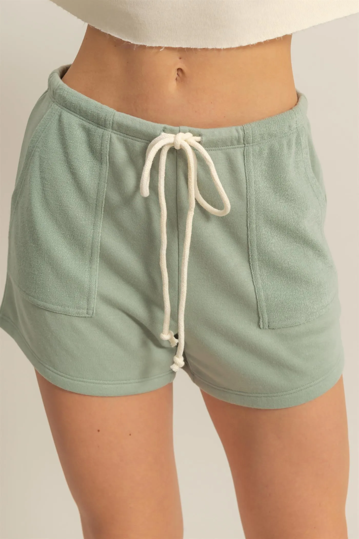DZ25A684-Comfy Mid-Waist Drawstring Shorts