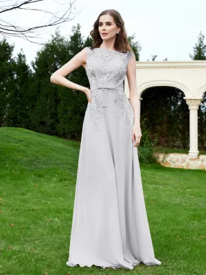 Elegant Illusion Lace Appliqued Dress With Buttons Silver Plus Size