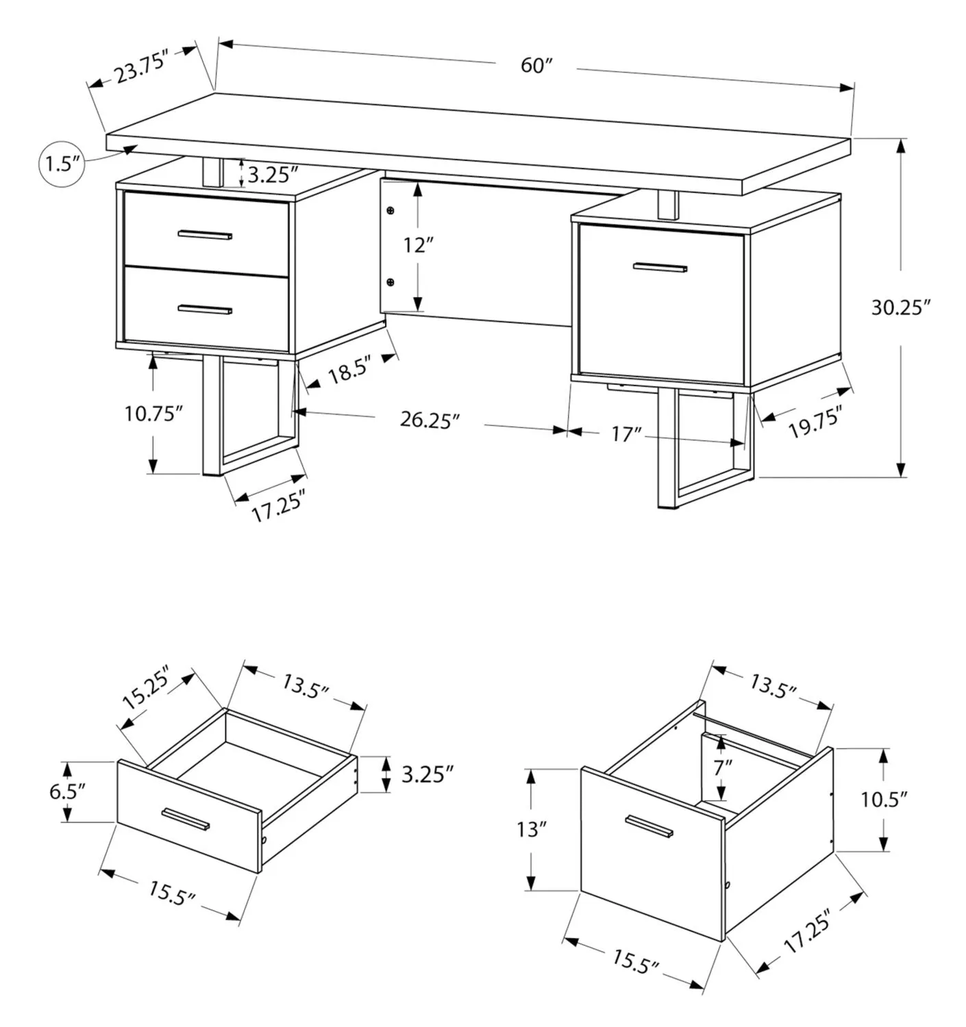 Elley Reversible Desk - Light Taupe