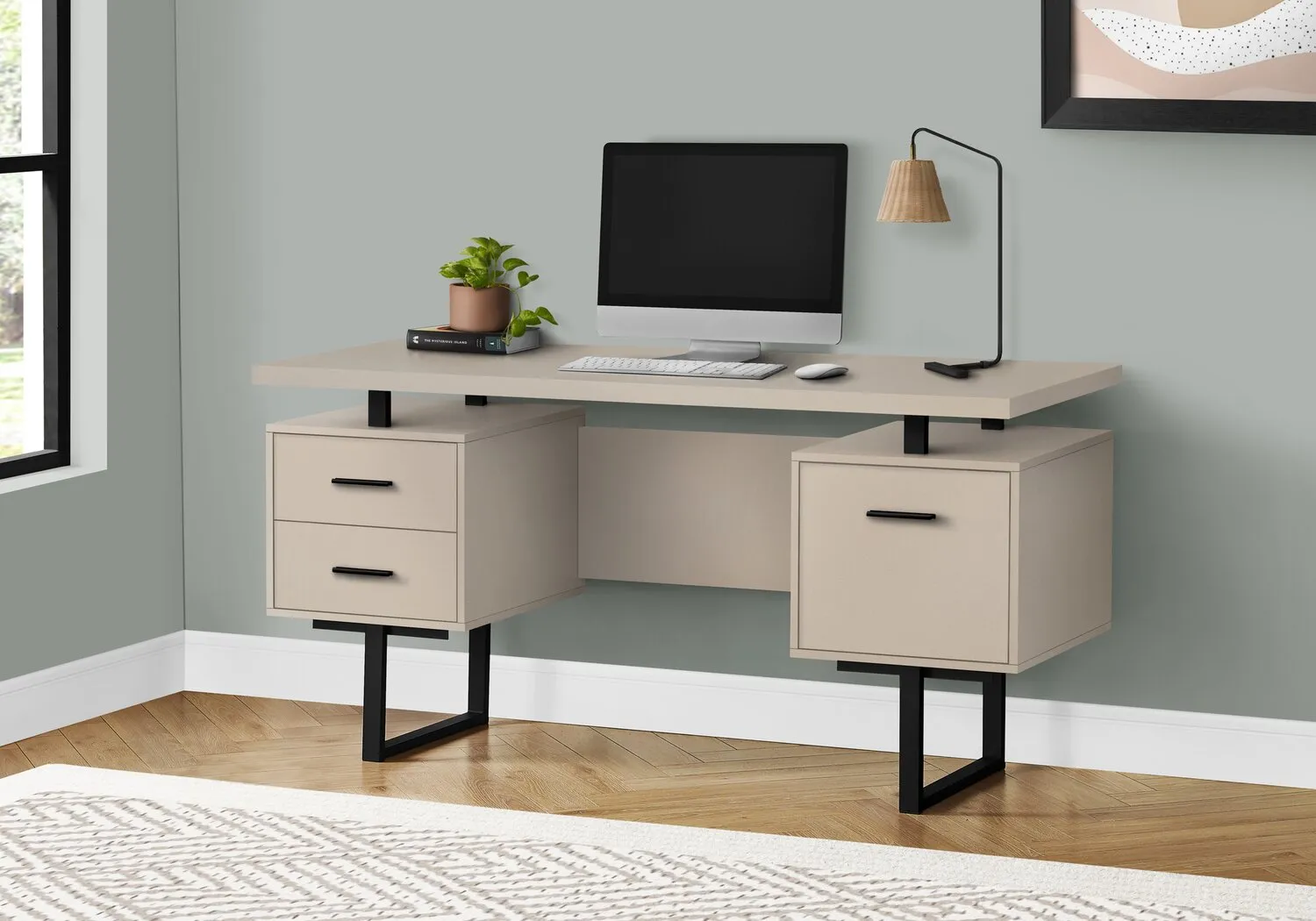 Elley Reversible Desk - Light Taupe