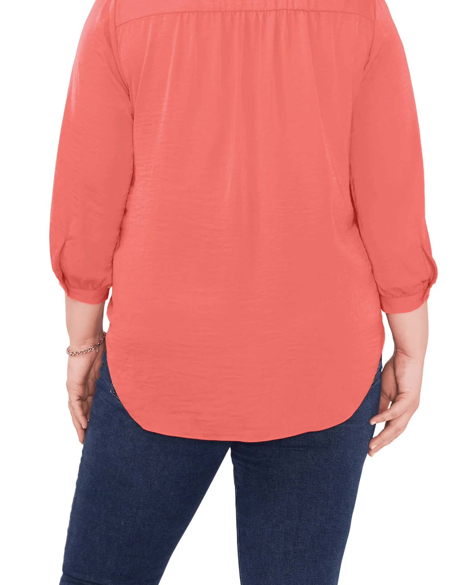 Everley V-Neck Blouse | LUSH CORAL