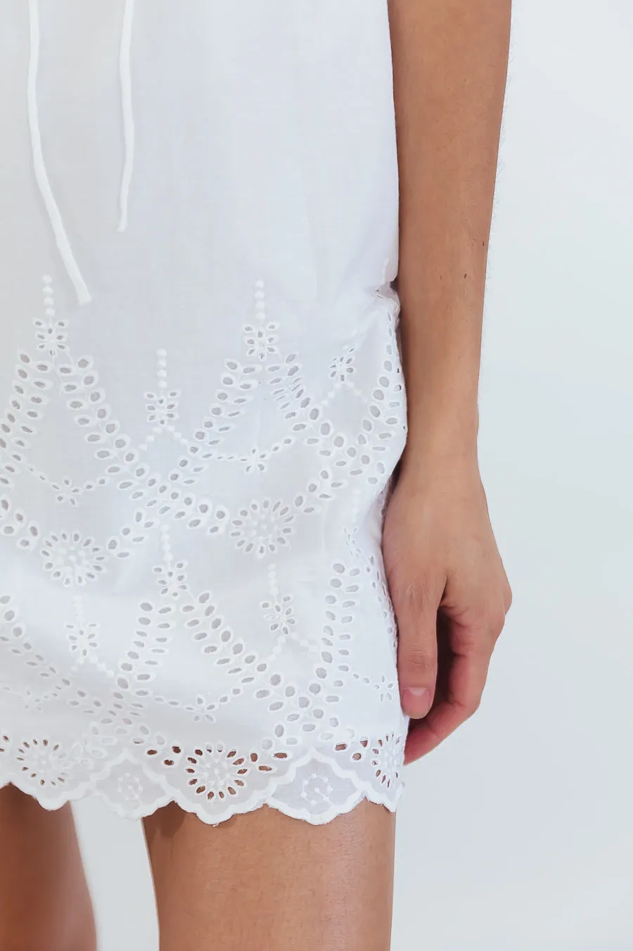 Eyelet Detail Mini Dress