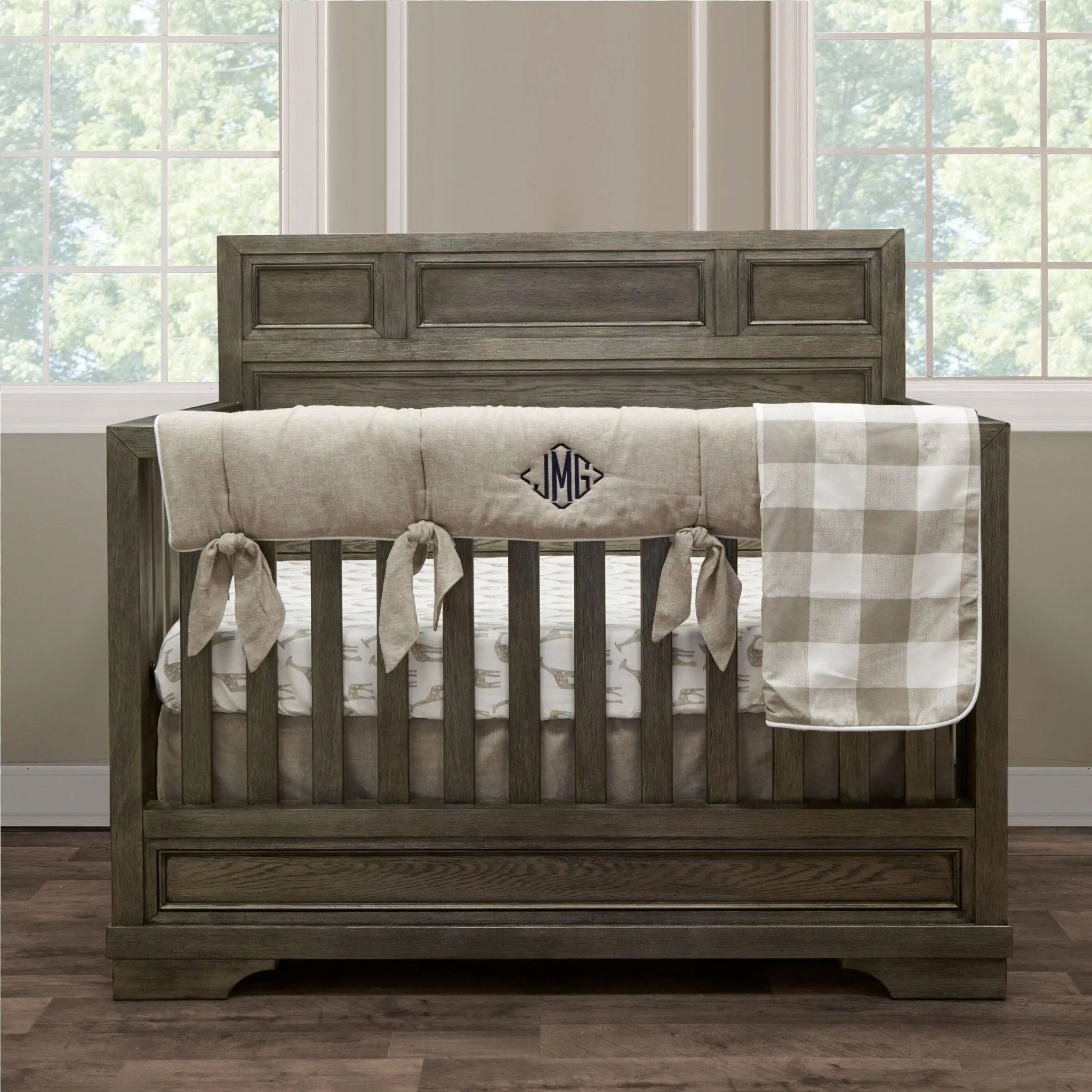 Flax Linen Flat Panel Crib Skirt 16" Drop