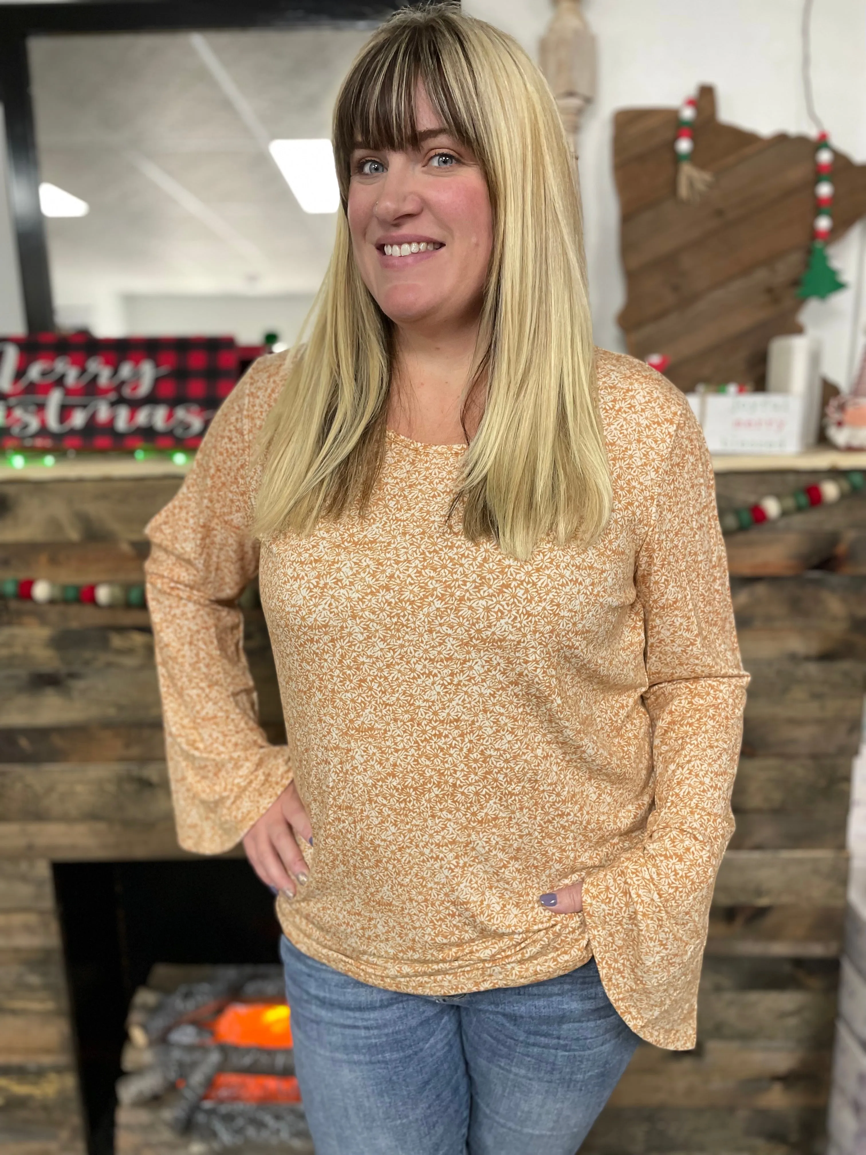 Floral Bell Sleeve Top